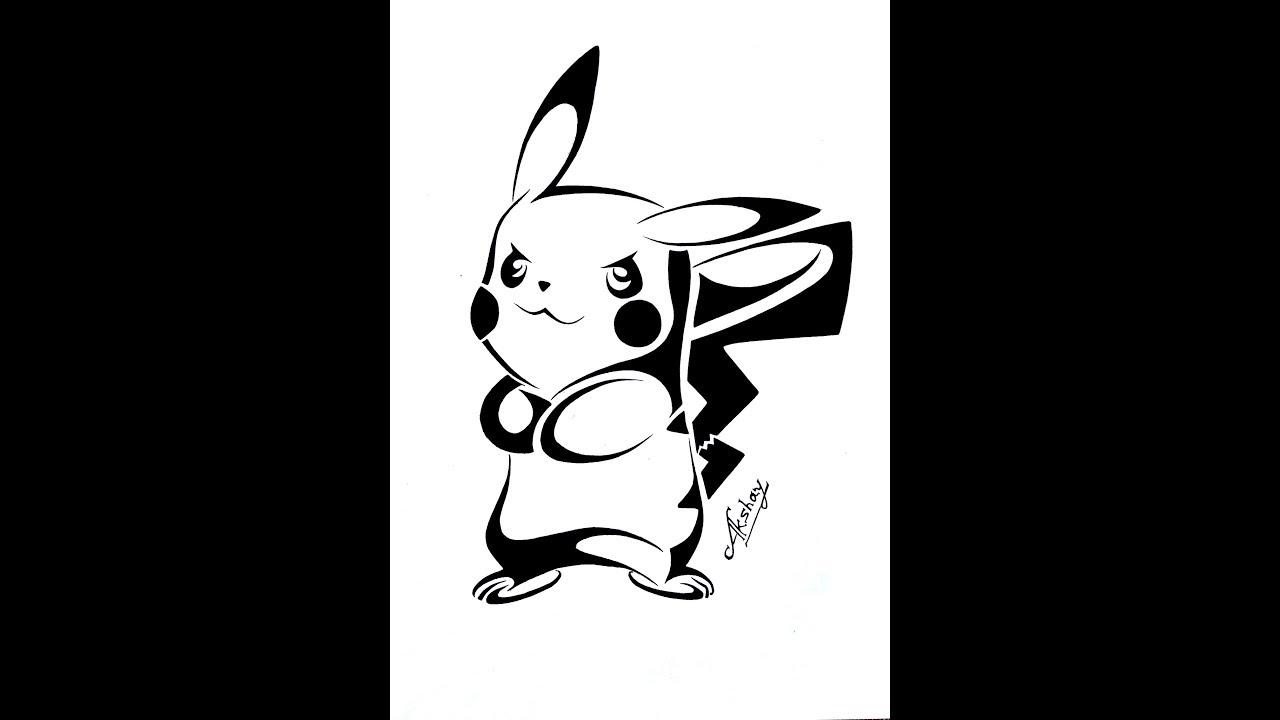 1280x720 How To Draw Pikachu From Pokemon Tribal Tattoo Design Style