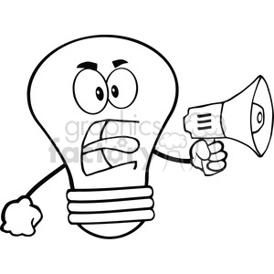 300x300 Royalty Free Clip Art Angry Light Bulb Cartoon Character