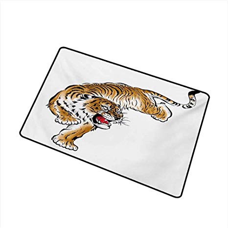 466x466 Entrance Door Mat Tiger Japanese Inspired Large