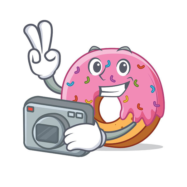 600x600 Photographer Donut Mascot Cartoon Style Art Print