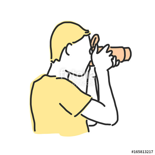 500x500 Photographer In Variety Poses Hand Drawn Line Drawing Vector