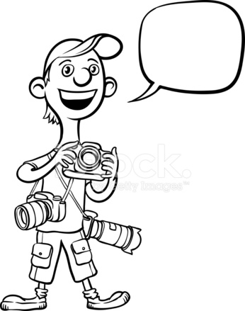 346x439 Whiteboard Drawing Funny Cartoon Photographer Stock Vector