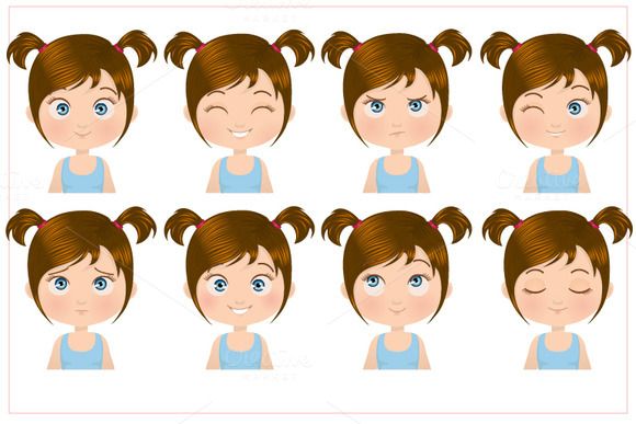 580x387 Little Girl Expressions Set