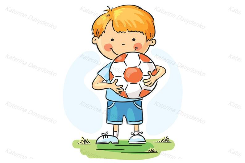 794x528 Little Boy Holding Football Child Clipart Sport Clipart Etsy