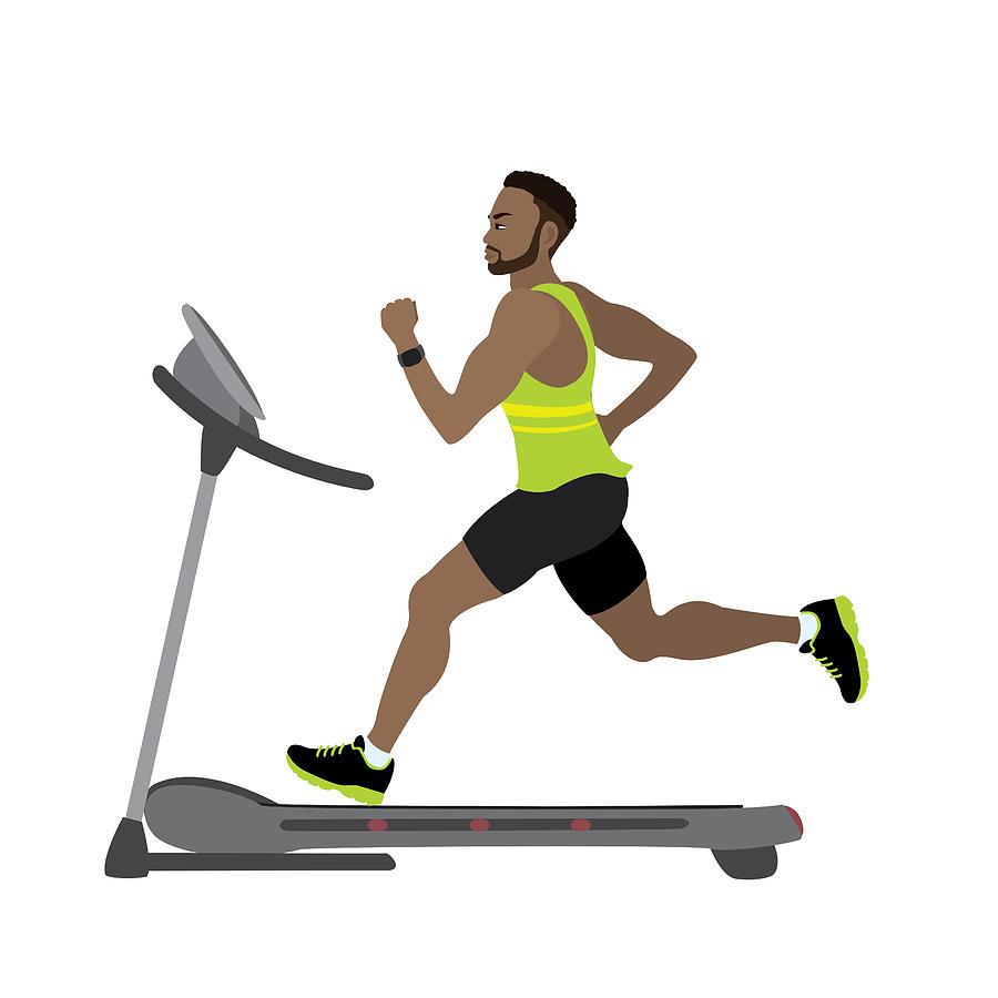 900x900 Cartoon Male Runner On A Treadmill,fitness And Jogging Concept