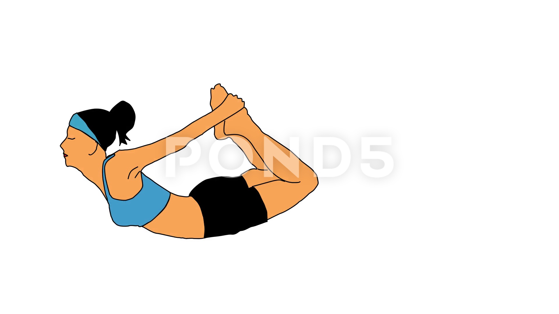 1920x1080 Animated Drawing Of Female Yoga Dhanurasana Bow Pose Clip