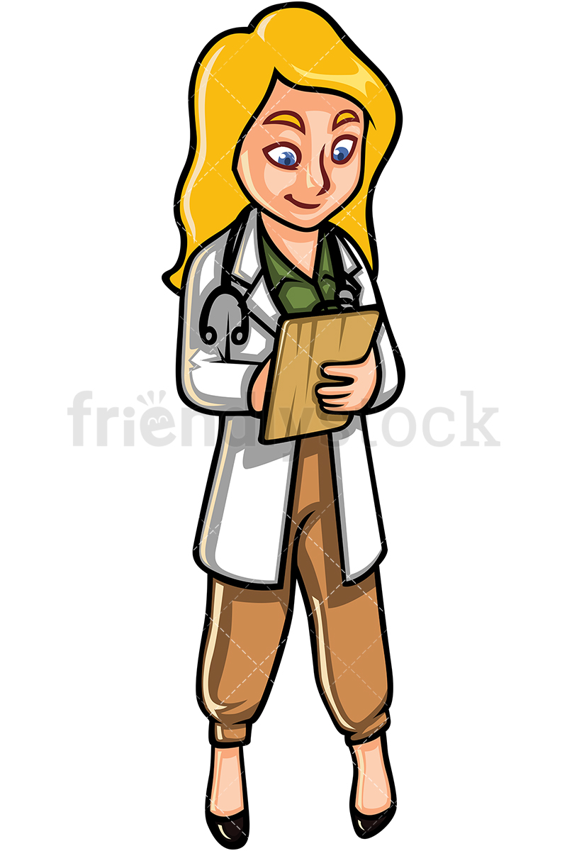 800x1200 Young Blonde Female Doctor Cartoon Vector Clipart