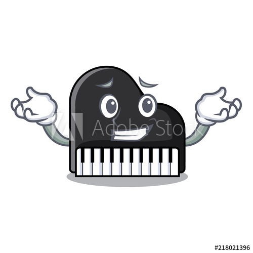 500x500 Grinning Piano Character Cartoon Style