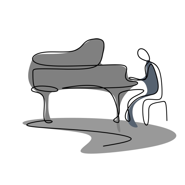 640x640 Piano Player One Line Drawing Musical Theme, Outline, Piano, Key