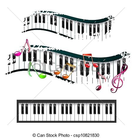 450x470 Piano Keyboard And Music Notes Vectors