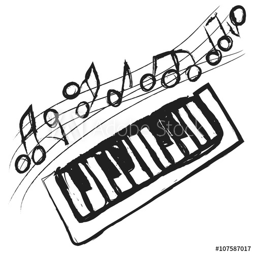 500x500 Doodle Piano Keys And Music Notes