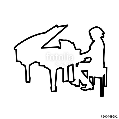 500x500 Piano Player Outline On White Background Stock Image And Royalty