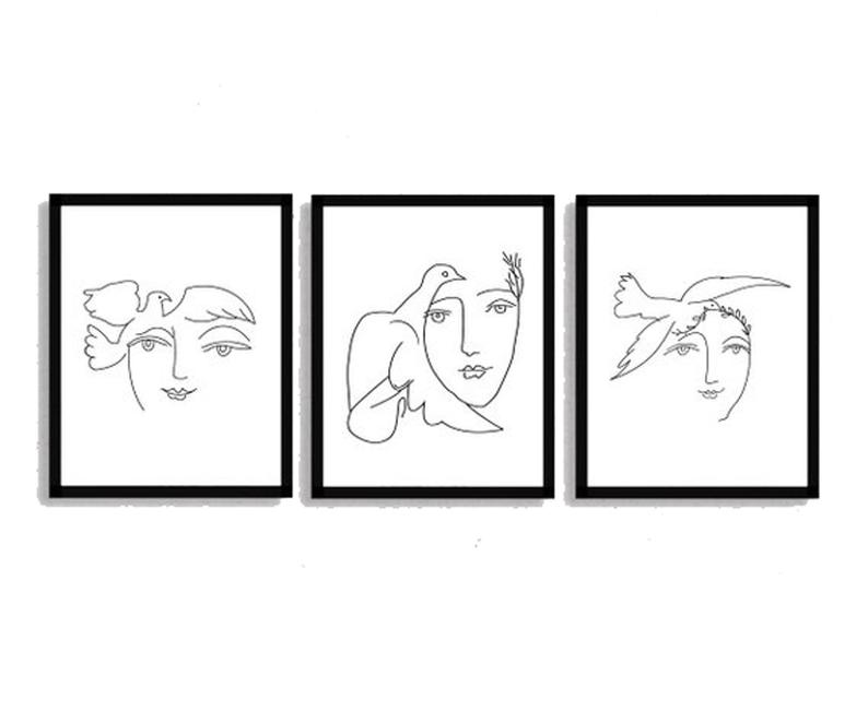 794x662 picasso style dove art print picasso sketch picasso line etsy