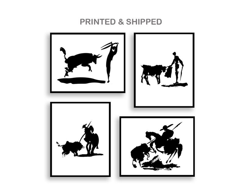 794x635 spanish bullfight picasso print set printed shipped etsy