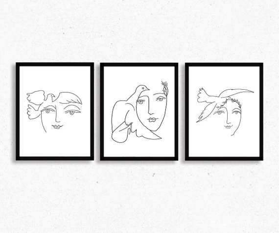 570x475 face of peace picasso print set picasso poster picasso face etsy