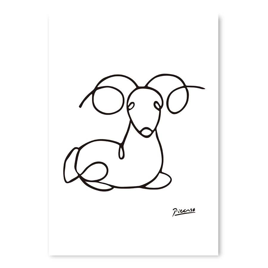 900x900 Minimalist Pablo Picasso Abstract Fish Dinosaur Giraffe Canvas Art