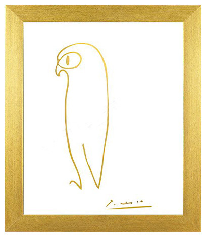 408x468 Framed, Pablo Picasso Owl Imitation In Gold