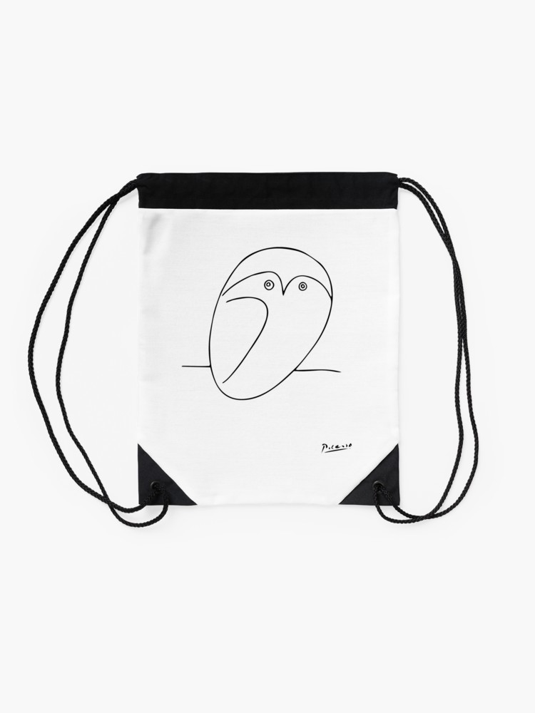 750x1000 The Owl, Pablo Picasso Sketch Drawing, Line Design Drawstring Bag