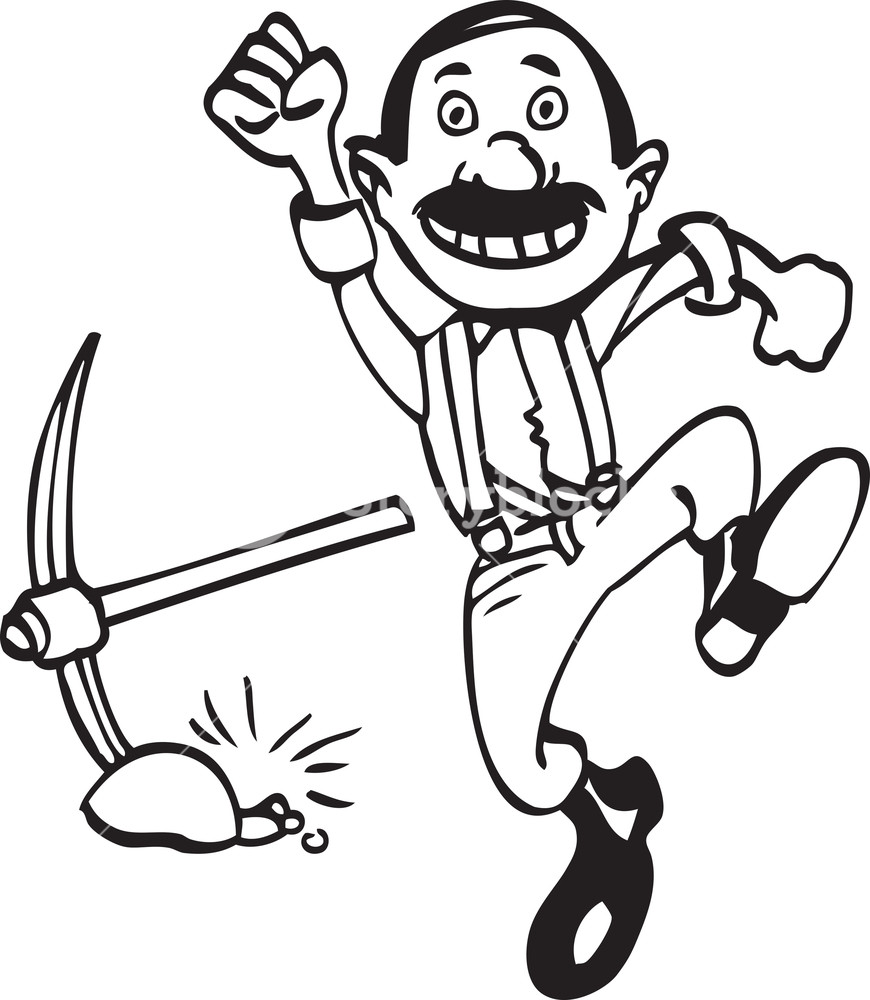 870x1000 Illustration Of A Running Man And Pickaxe Royalty Free Stock