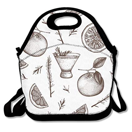 425x425 Reusable Lunch Bag Hand Drawing Oranges Picnic Lunch