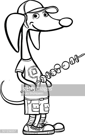 329x520 Whiteboard Drawing Cartoon Dog Character In Picnic Area Premium