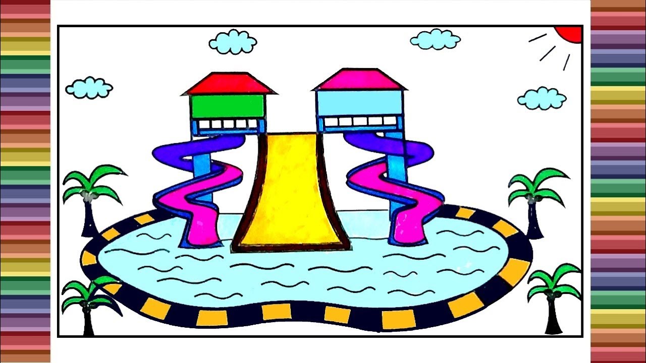 1280x720 How To Draw And Color A Water Park For Kids