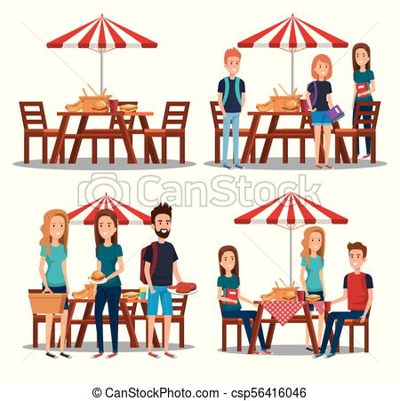 450x452 Young People In Picnic Day Scene Vector Illustration Design