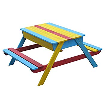 355x355 Childrens Wooden Picnic Bench Sandpit