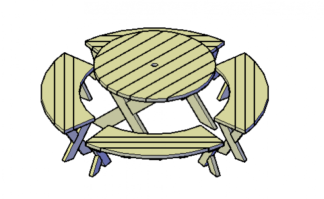 650x400 Round Picnic Table Elevation
