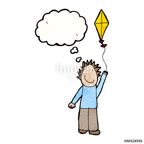 500x500 Child's Drawing Of A Boy Flying Kite Stock Image And Royalty Free