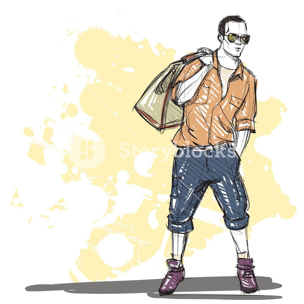1000x1000 Hand Drawing Of A Stylish Boy In Sketch Style Vector Illustration