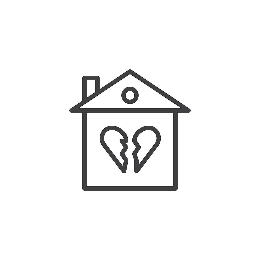 900x900 Broken Family House Line Icon