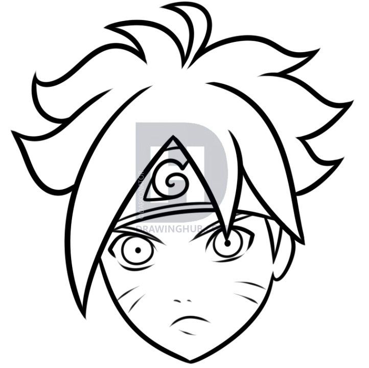 722x720 Draw Boruto Easy, Step