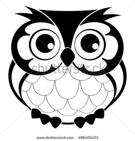 450x470 Cute Decorative Vector Owl Line Drawing Sketch For T Shirt Emblem
