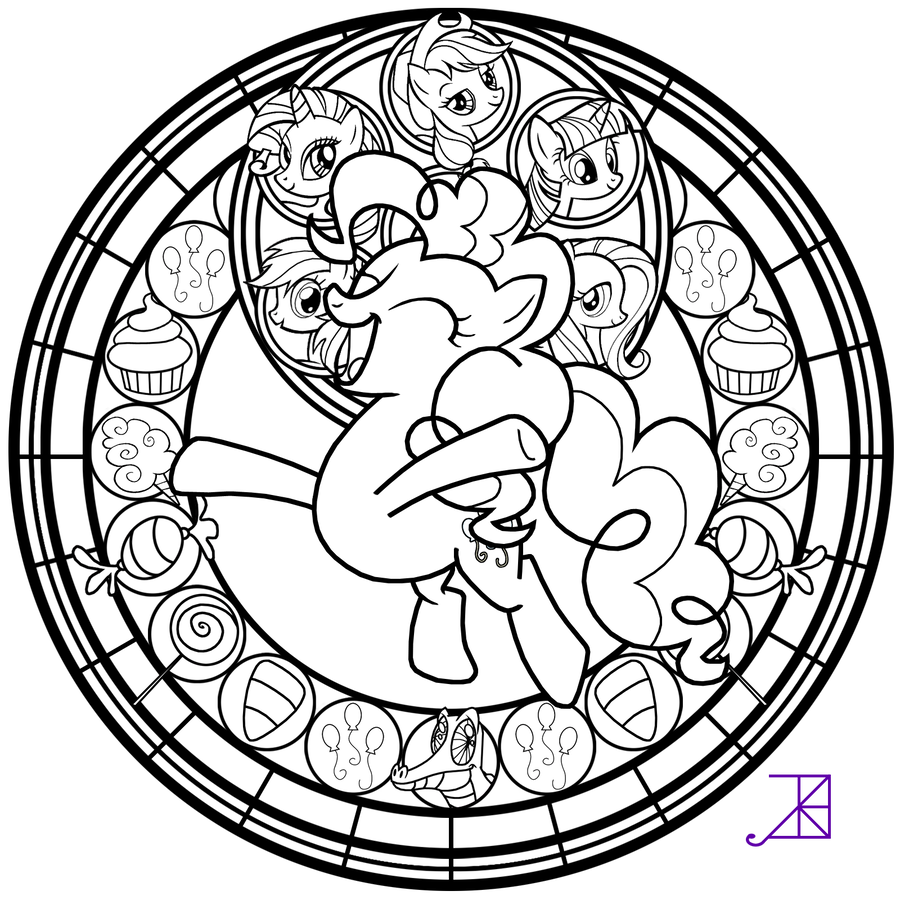 900x900 Stained Glass Pinkie Pie Better Line Art