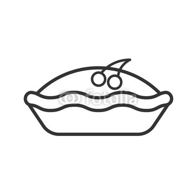 400x400 Black Isolated Outline Icon Of Pie With Cherry On White Background