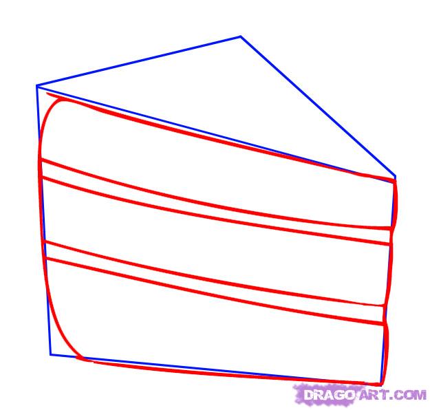 625x596 How To Draw A Piece Of Cake, Step