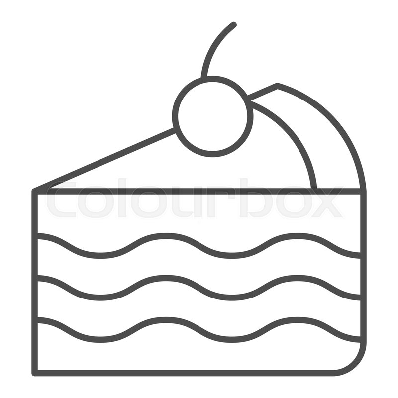 800x800 Piece Of Cake Thin Line Icon Sweet Stock Vector Colourbox