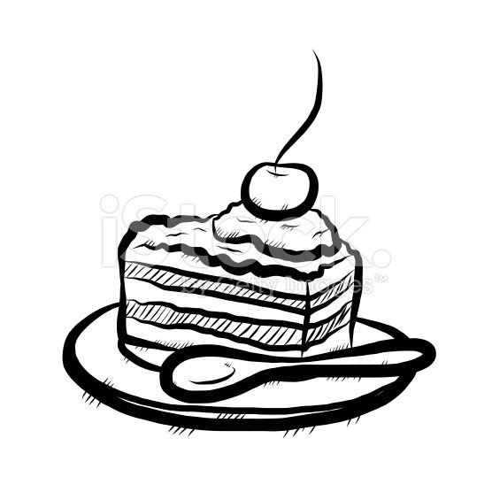 556x556 Piece Of Cake On Dish With Spoon Cartoon Vector And Illustration