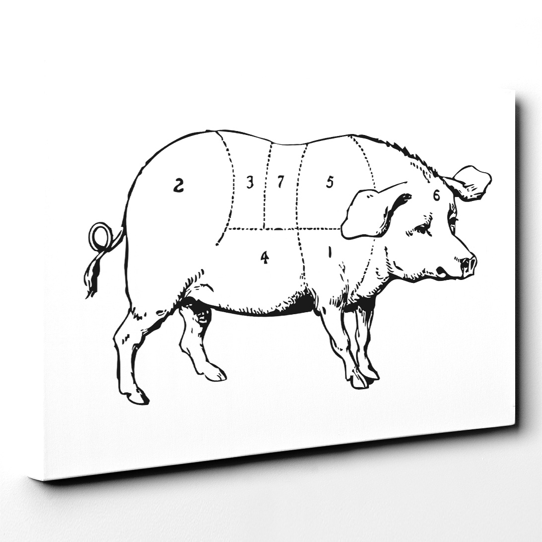 1092x1092 Canvas Print Art On Wall Modern Decor Landscape Butchers Pig Pork