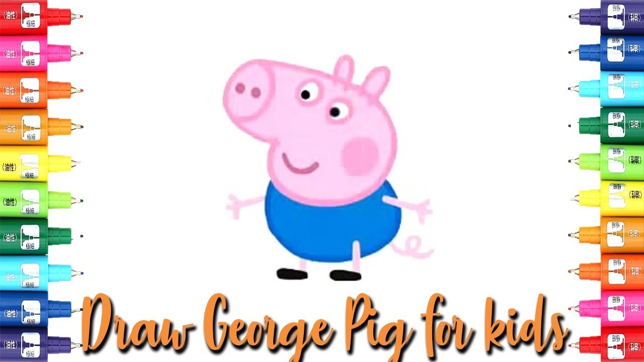 1280x720 George Pig Cartoon Drawing Easy Kids Drawing Tutorial