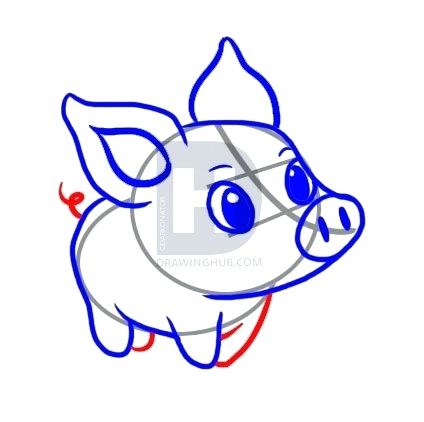 424x422 How To Draw A Baby Pig Description Finish Off The Tutorial