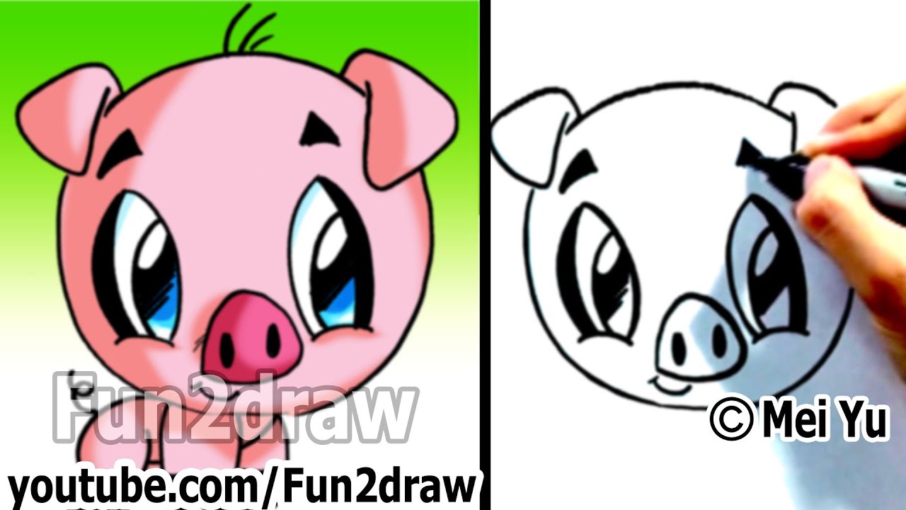 1280x720 How To Draw A Cartoon Pig Under Min