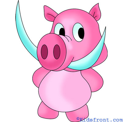400x398 How To Draw A Pig Cartoon For Kids, Learn Step