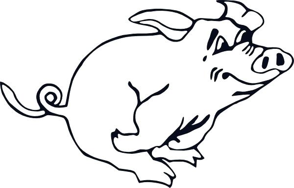 600x385 Outline Running Pig Clip Art Free Vector In Open Office Drawing
