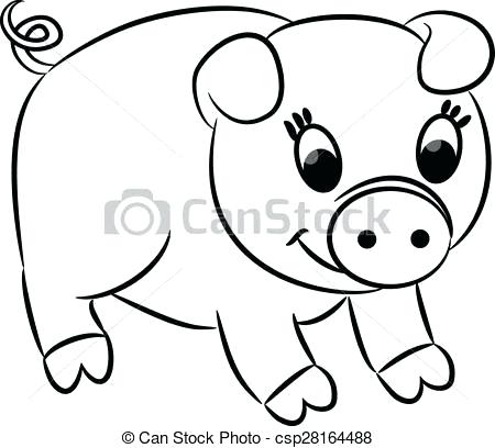 450x408 Cartoon Pig Drawing