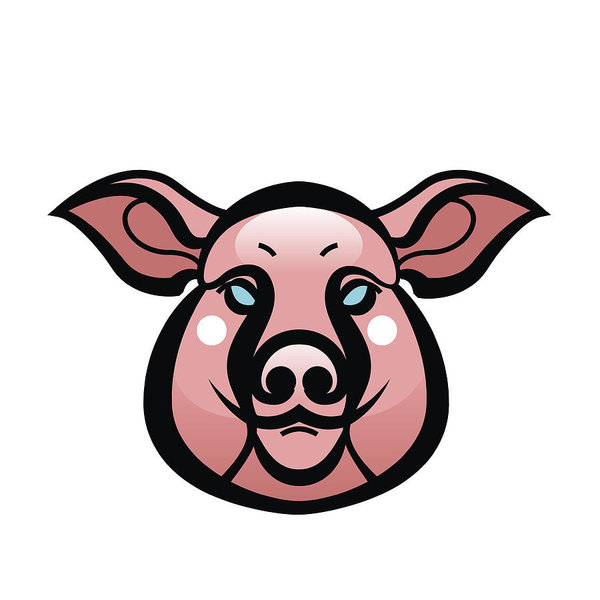 600x600 Vector Color Image Of Swine Or Pig Head Art Print