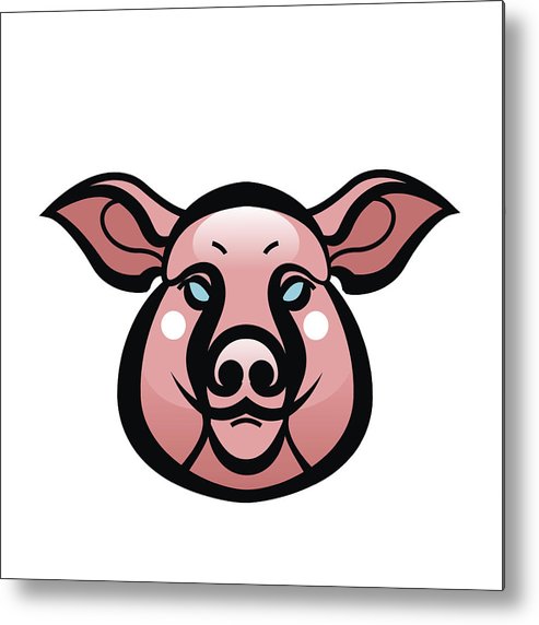 493x572 Vector Color Image Of Swine Or Pig Head Metal Print