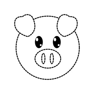 300x300 Dotted Shape Pig Head Cute Animal Character Vector Illustration