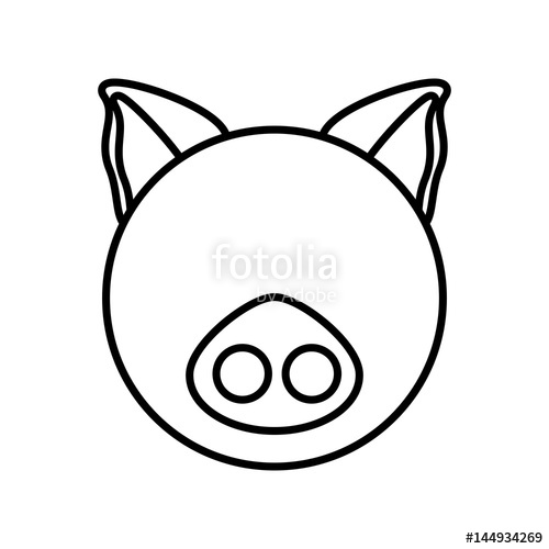 500x500 Outline Pig Head Animal Vector Illustration Stock Image